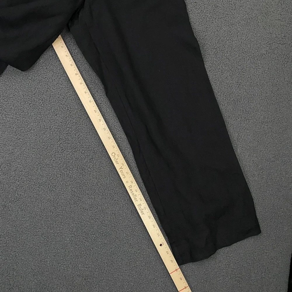 Quince 100% European Linen Patch Pocket Wide Leg Pants size 12 Black Minimal NEW